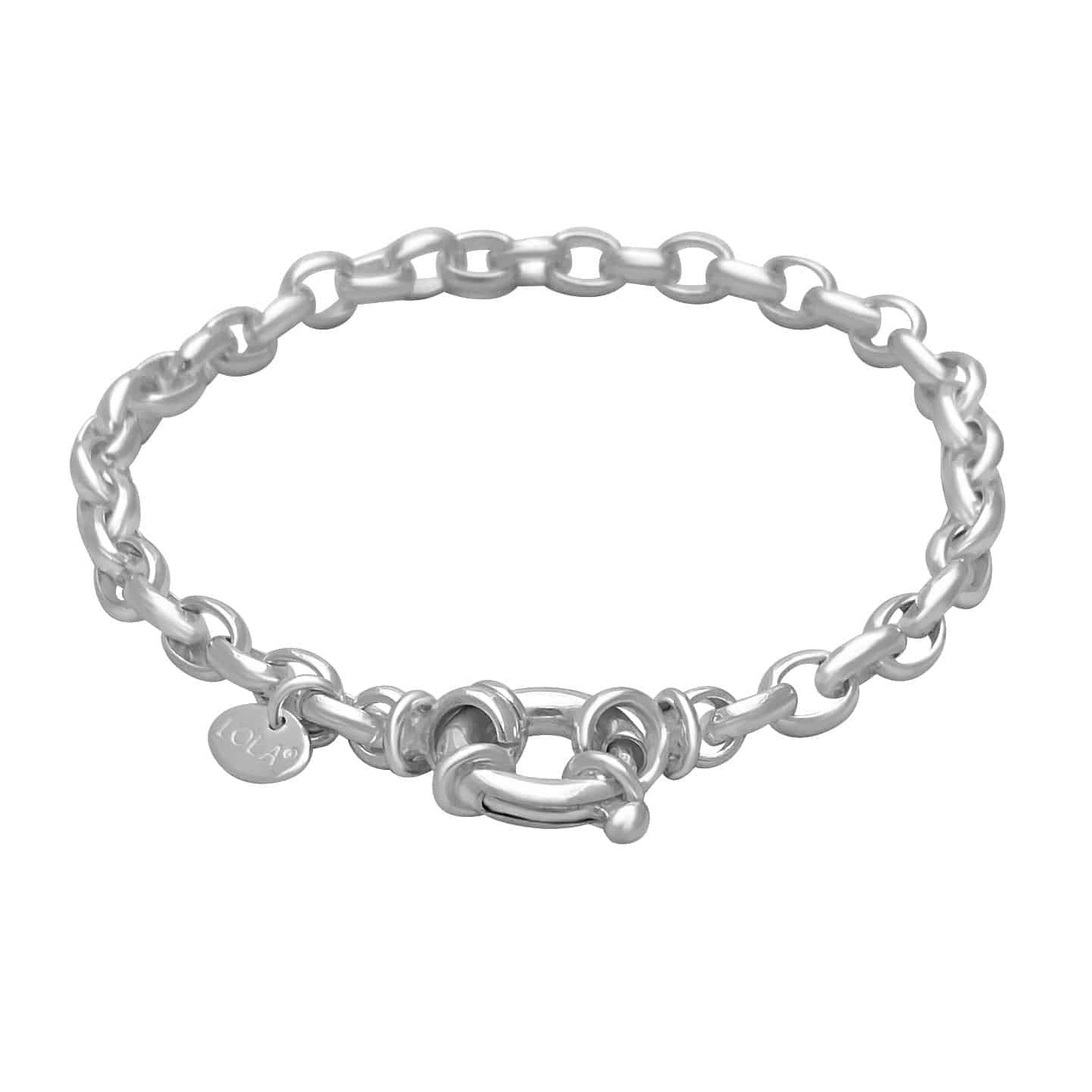 A Lola silver rolo 5mm chain bracelet with a trigger clasp, made from sterling silver. Available at Be Charmed