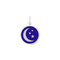A Lola Royal Blue silver pendant featuring a blue crescent moon and five stars against a transparent background. Available at Be Charmed