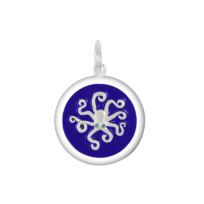 Royal Blue Lola silver octopus pendant necklace with ocean-inspired design and detailed craftsmanship, Available at Be Charmed