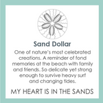 Lola Sand Dollar Pendant Description Card Available at Be Charmed