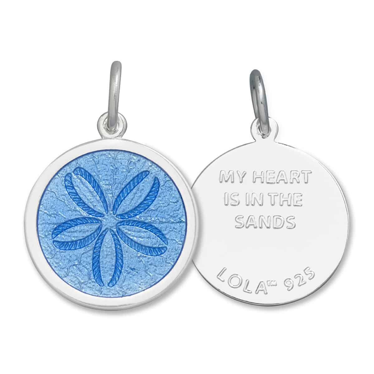 Lola Sand Dollar Pendant Picture of Front & Back. Available at Be Charmed