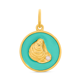 Lola Oyster Seafoam All Gold Pendant featuring oyster shell designs in 24K gold-plated sterling silver with enamel inlay. Available at Be Charmed.