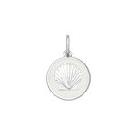 A sterling silver Lola pendant with an alpine white  enamel inlay in the shape of a seashell. Available at Be Charmed