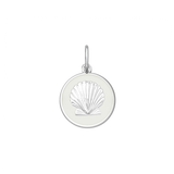 A sterling silver Lola pendant with an alpine white  enamel inlay in the shape of a seashell. Available at Be Charmed