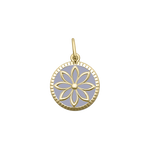 Lola Small Lavender Daisy All Gold pendant featuring floral designs in 24K gold-plated sterling silver with enamel inlay.  Available at Be Charmed.