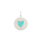 A Lola heart-shaped pendant with a Turquoise and white color scheme. Available at Be Charmed