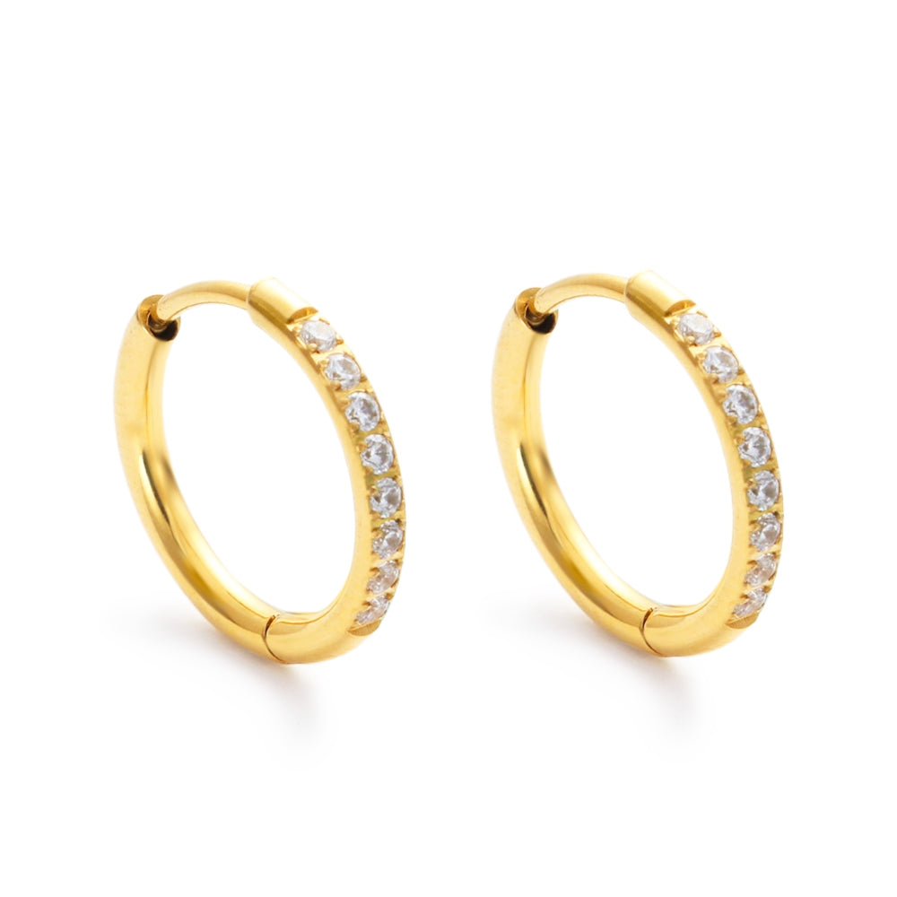 Lover's Tempo Gold Evie 15mm gold hoop earrings with sleek finish, available at Be Charmed.