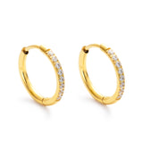 Lover's Tempo Gold Evie 15mm gold hoop earrings with sleek finish, available at Be Charmed.