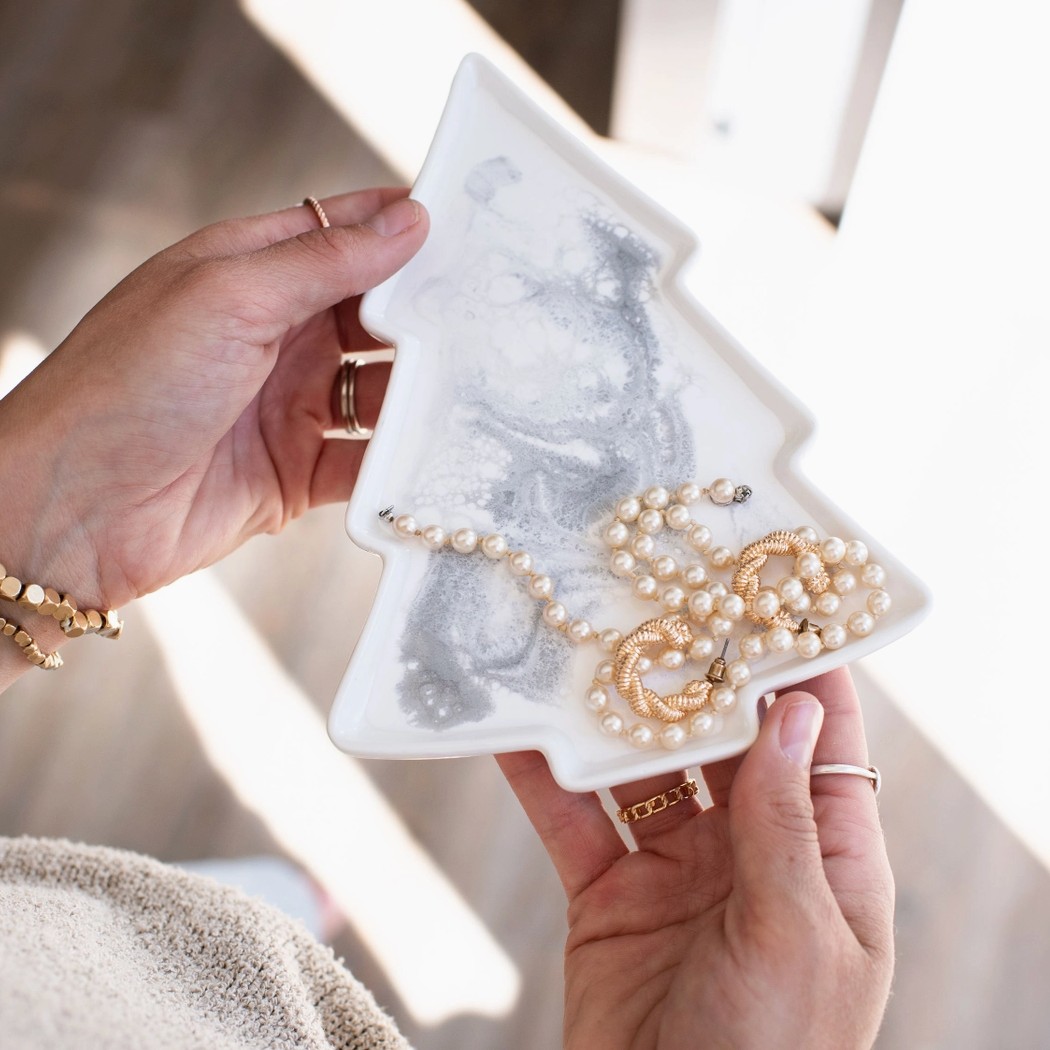 Lynn & Liana Tree Shaped Marble Ceramic Tray. Available at Be Charmed. 