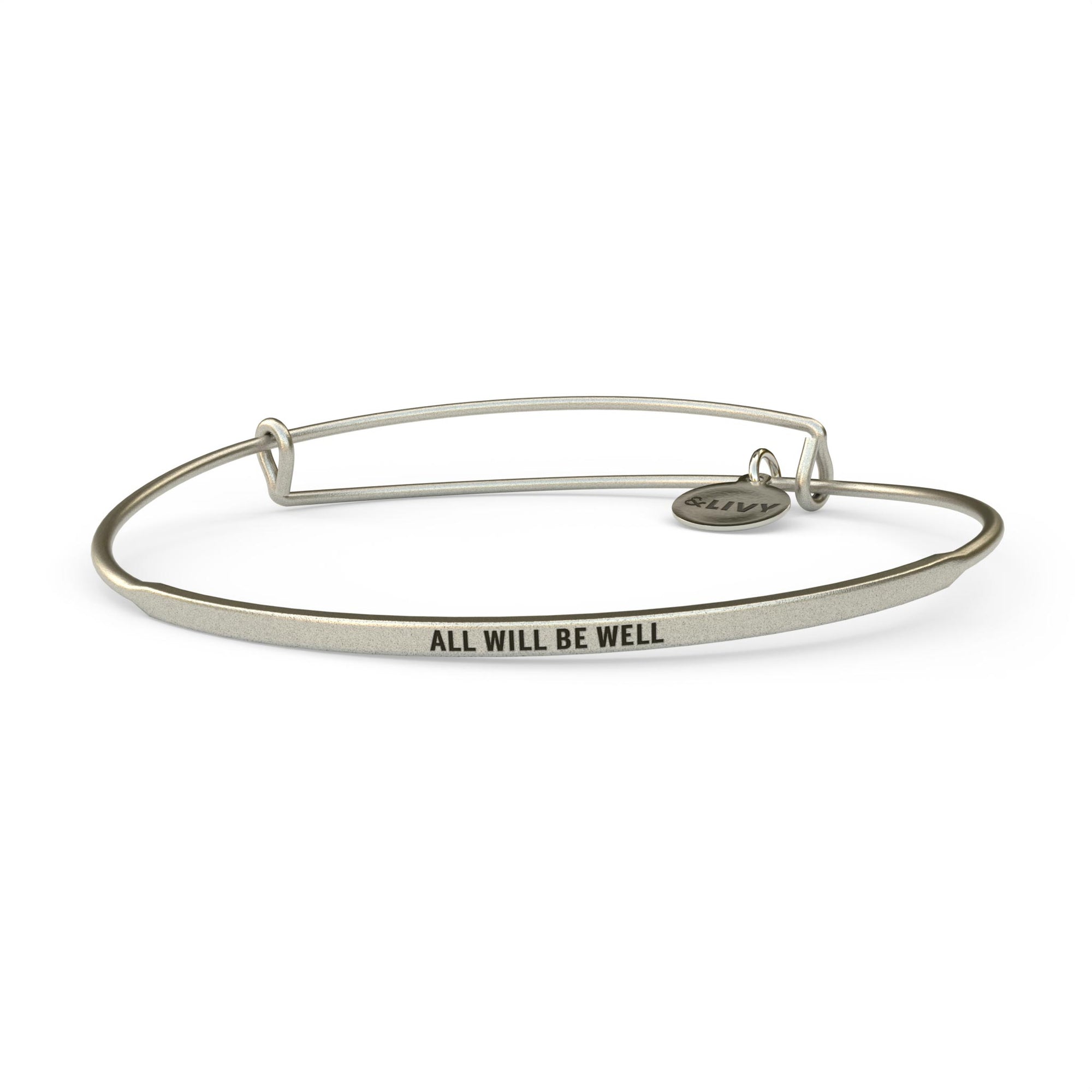 &LIVY Silver POSY Bangle All Will Be Well Bracelet
