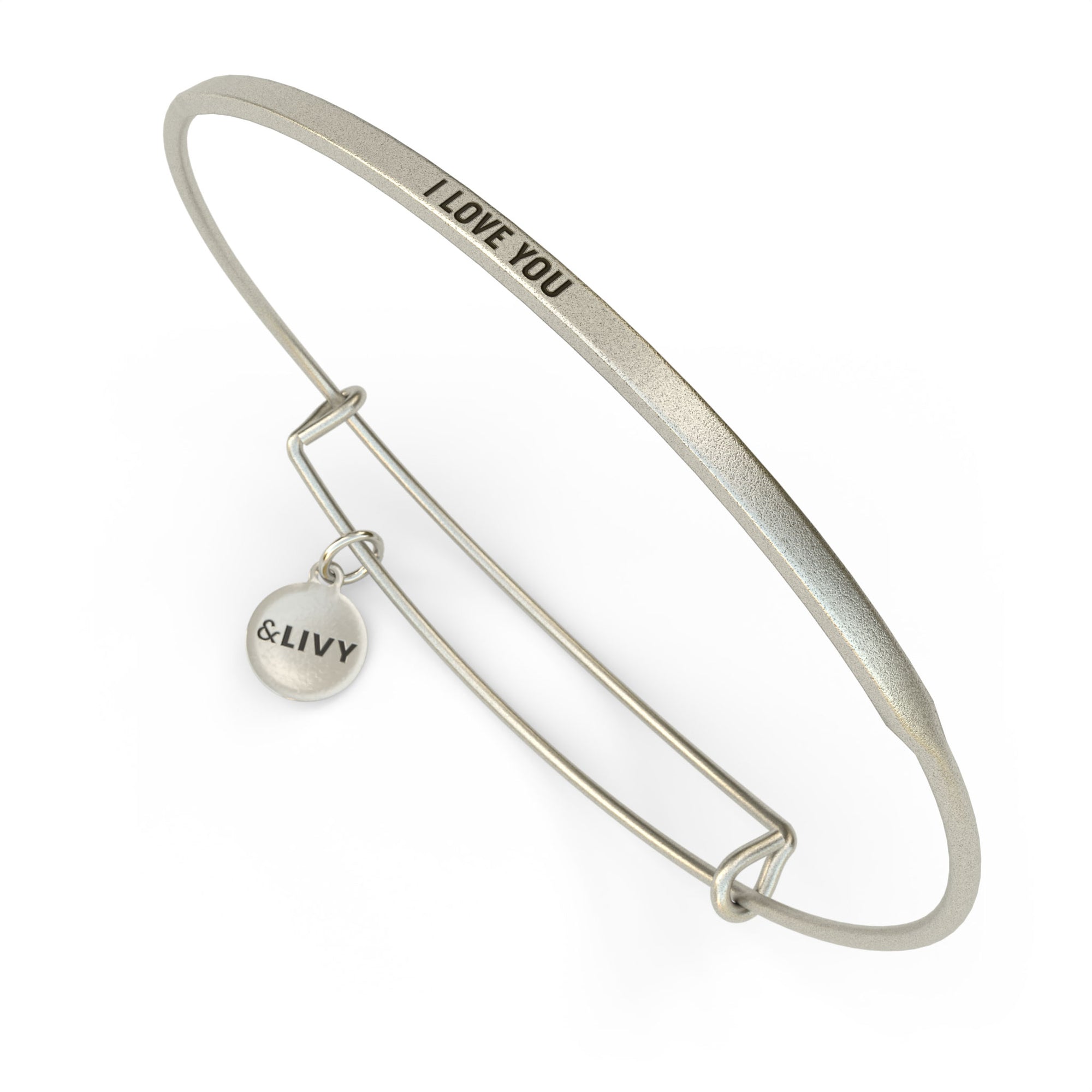 &LIVY Silver POSY Bangle I Love You Bracelet