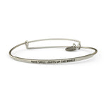 &LIVY Silver POSY Bangle Your Smile Lights Up the World Bracelet