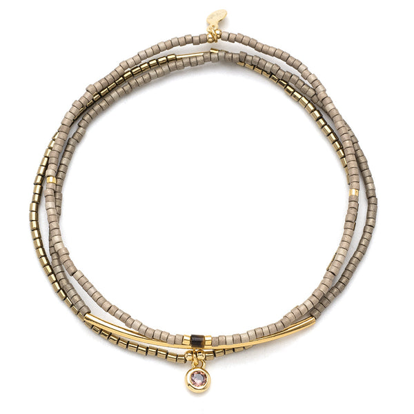 Scout Curated Wears Tonal Chromacolor Miyuki Bracelet Trio Pewter/Gold