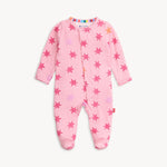 Magnetic Me Footie in Cosmic Confetti with Foil – ultra-soft modal baby footie with shimmery foil accents and magnetic closures for easy changes, perfect for stylish comfort, available at Be Charmed.