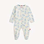 Magnetic Me Footie in Pudgemuffin – ultra-soft baby footie made from eco-friendly modal, features adorable all-over chubby animal print and magnetic closures for easy changes, available at Be Charmed.
