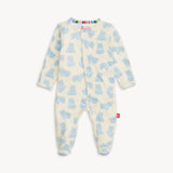 Magnetic Me Footie in Pudgemuffin – ultra-soft baby footie made from eco-friendly modal, features adorable all-over chubby animal print and magnetic closures for easy changes, available at Be Charmed.