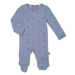 Magnetic Me waffle fabric footie in Soft Slate, available at Be Charmed.