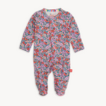 Magnetic Me Floral patterned baby footie on a white background. Available at Be Charmed