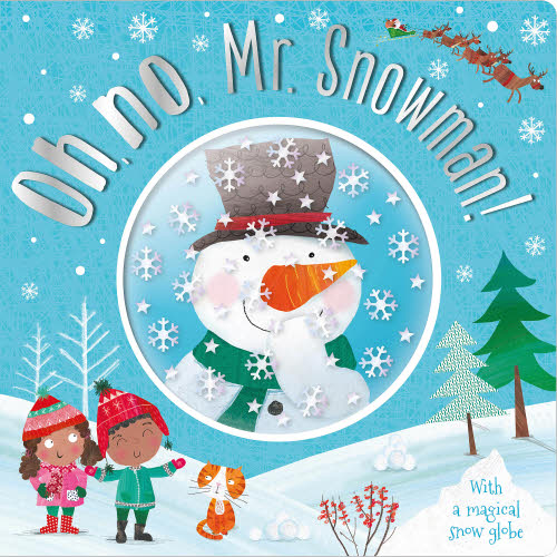 Children's book cover with a snowman and two children in winter clothing, featuring a snow globe. Available at Be Charmed