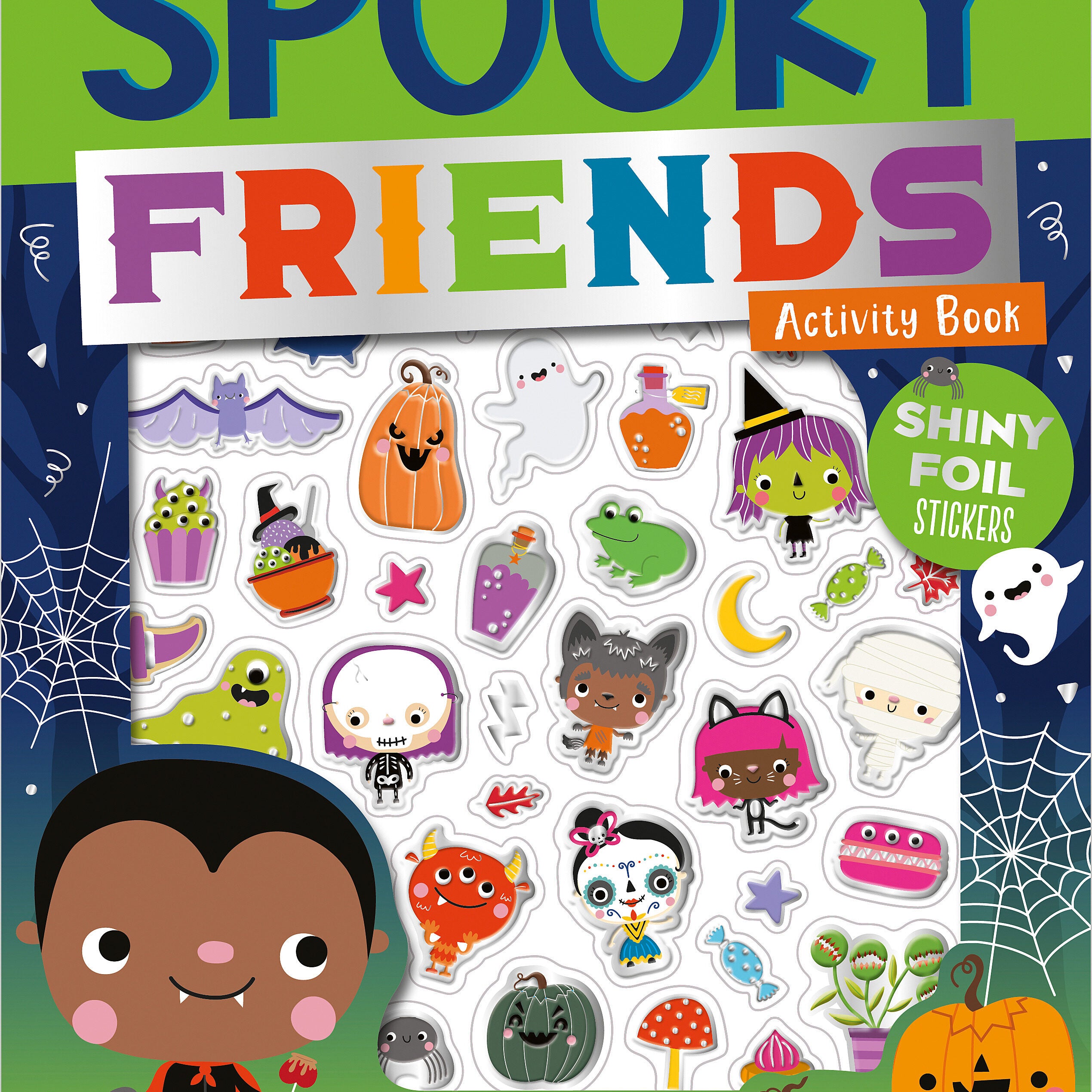 Spooky Friends activity book with colorful characters and Halloween-themed design. Available at Be Charmed