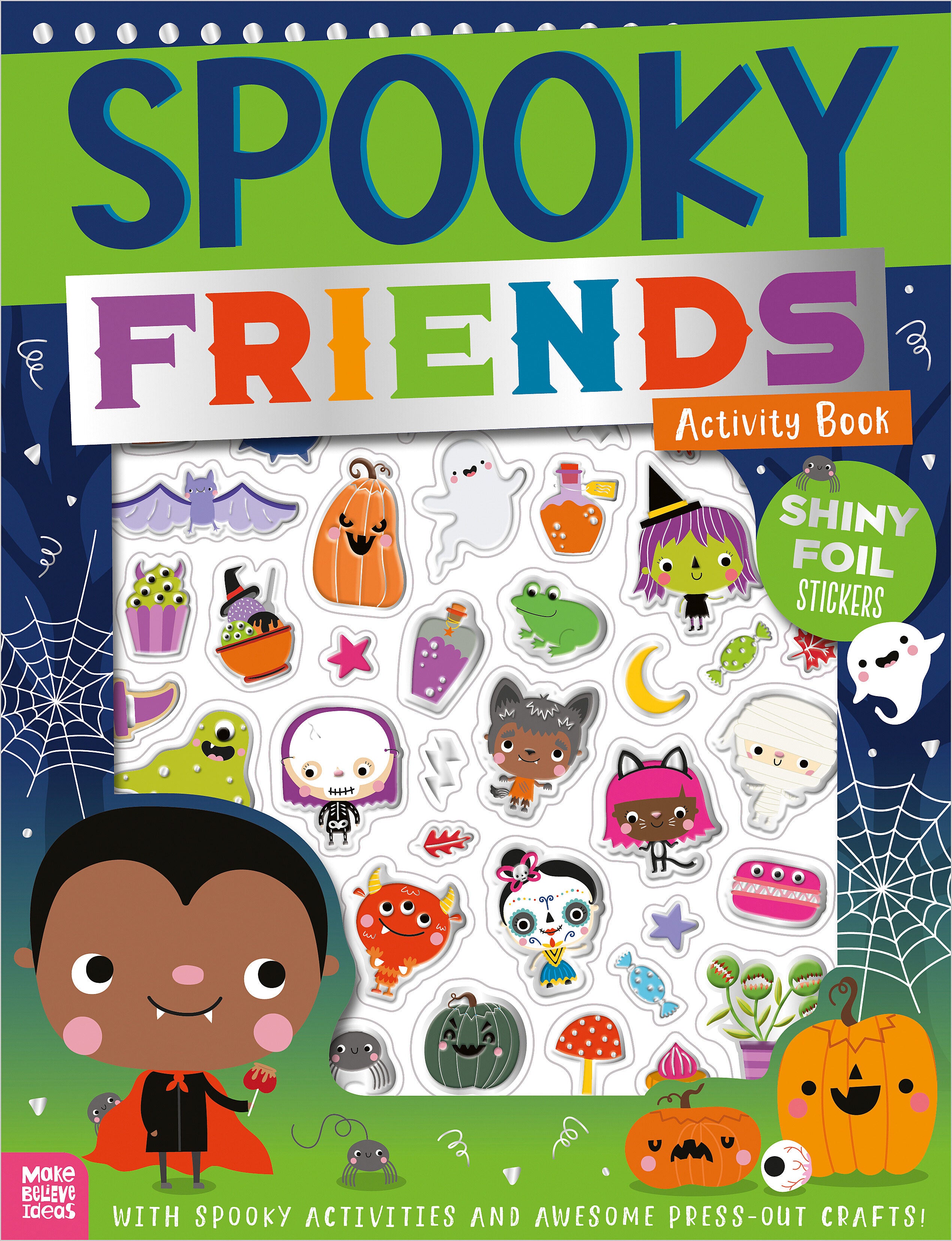 Spooky Friends activity book with colorful characters and Halloween-themed design. Available at Be Charmed