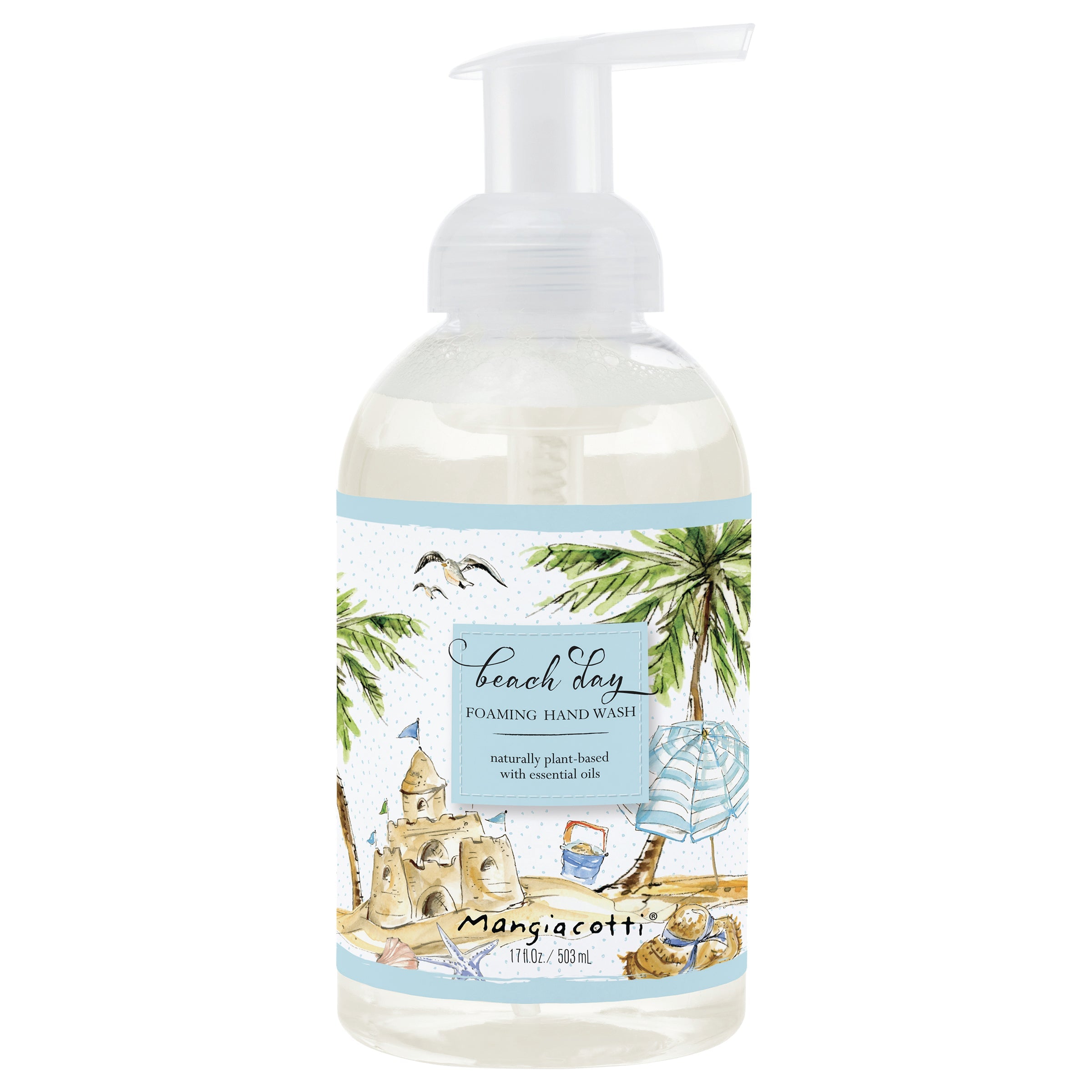 Foaming hand wash bottle with 'Beach Day' design on a white background. Available at Be Charmed