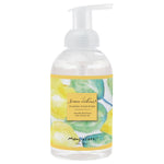 Foaming hand wash bottle with lemon verbena design and Mangiacotti branding on a white background. Available at Be Charmed