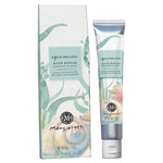 Mangiacotti hand repair cream tube and packaging on a white background. Available at Be Charmed