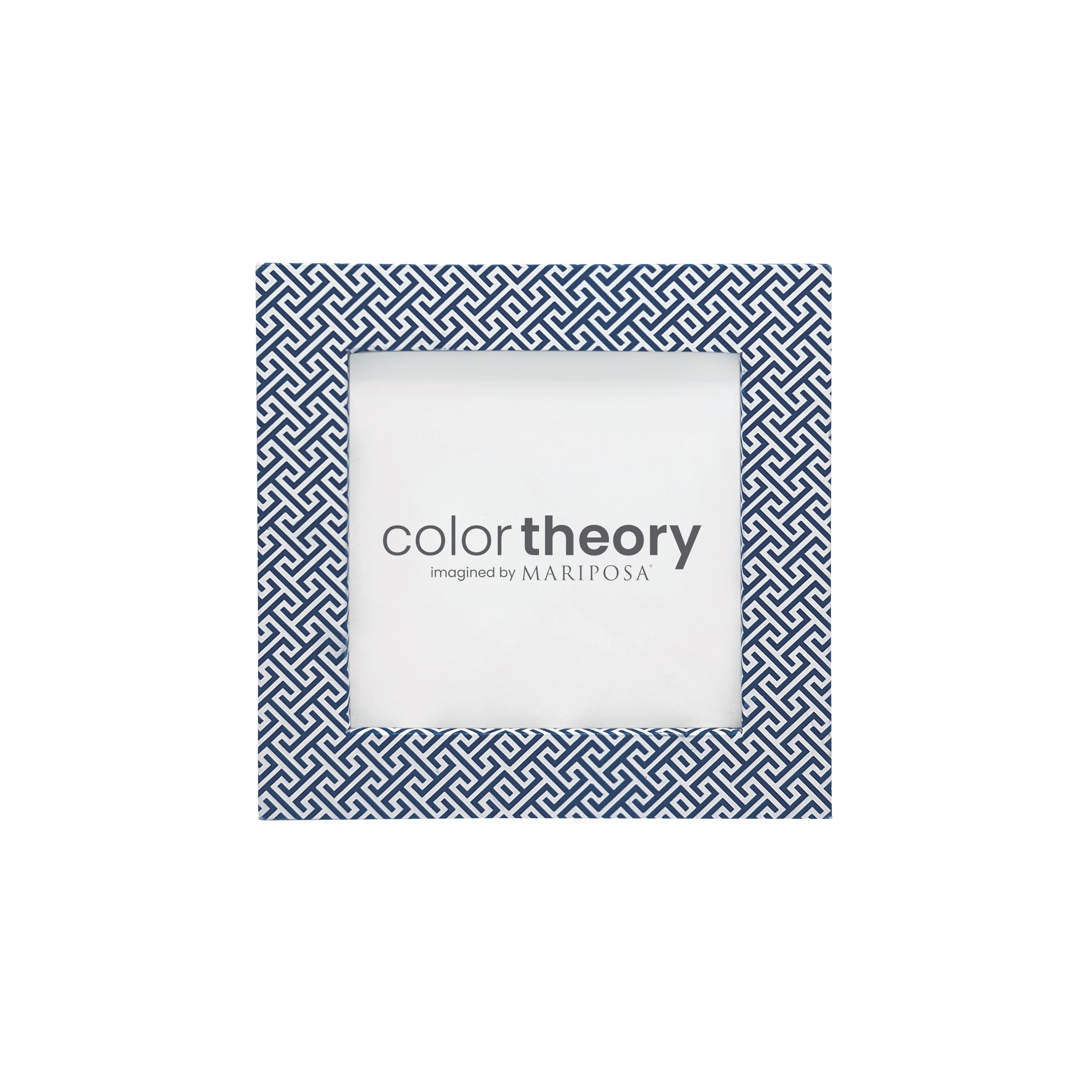 Patterned picture frame with 'color theory imagined by Mariposa' branding on a white background. Available at Be Charmed.