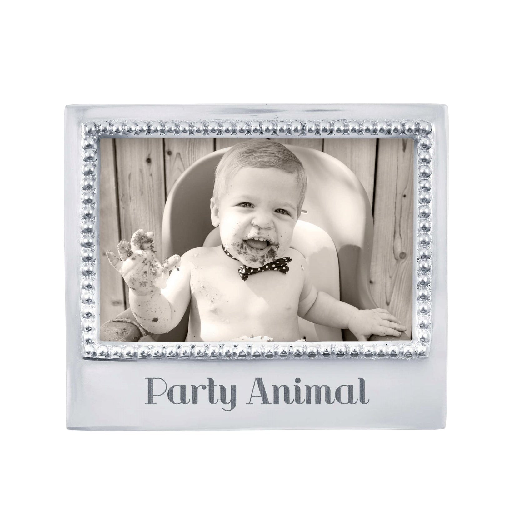 Mariposa Beaded 4x6 Frame – Party Animal handcrafted aluminum photo frame with beaded border. Available at Be Charmed.