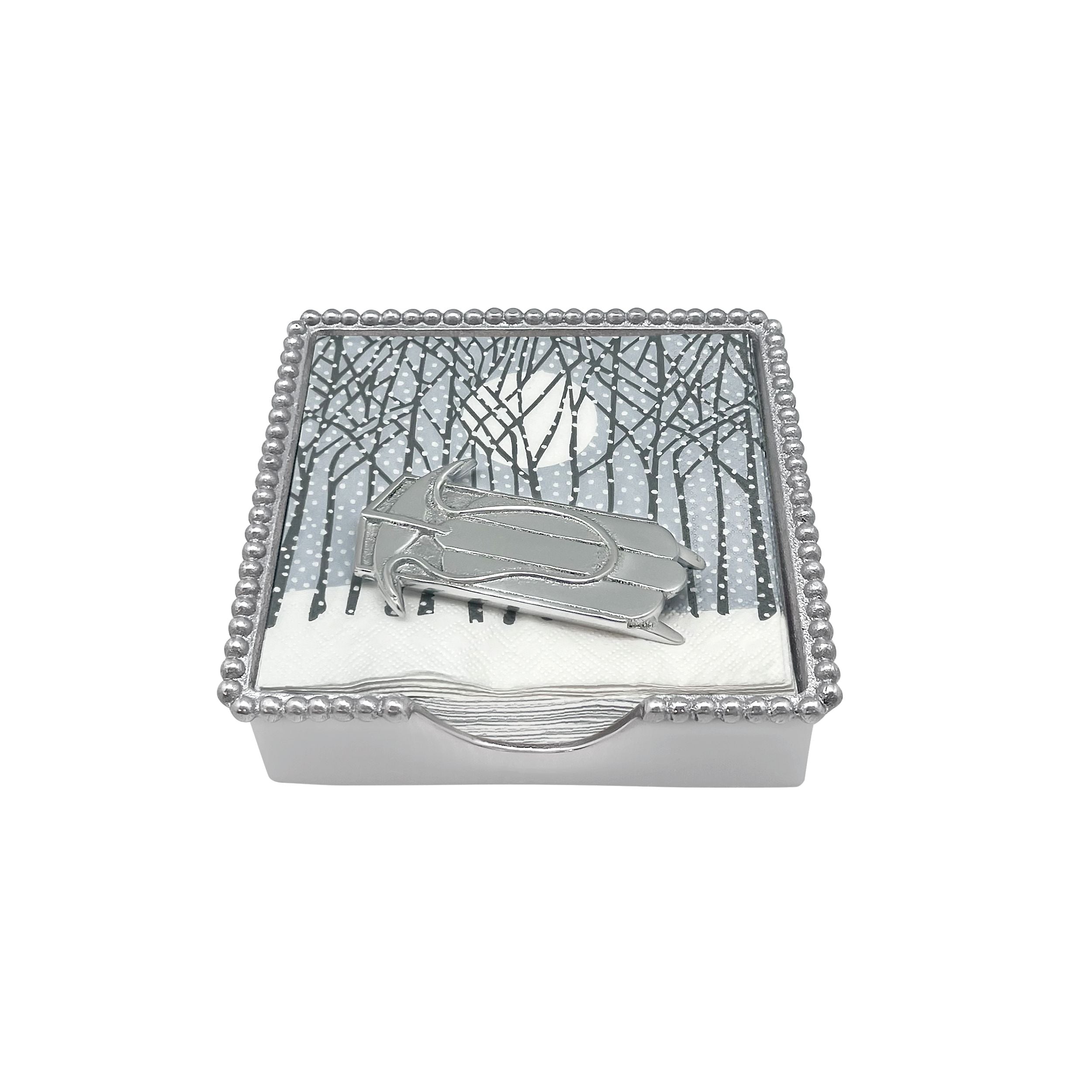 Mariposa Beaded Napkin Box Double Runner Sled – holiday tabletop accessory, perfect for entertaining and gifting. Available at Be Charmed