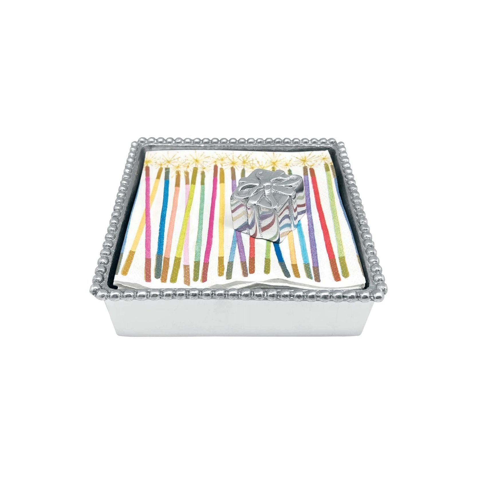 Mariposa Beaded Napkin Box – Present, elegant handcrafted napkin holder with beaded design. Available at Be Charmed.
