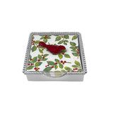 Mariposa Beaded Napkin Box Red Cardinal – holiday napkin holder with bird motif, perfect seasonal décor or gift. Available at Be Charmed