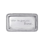 Mariposa Beaded Statement Tray with “When Life Gives You Lemons” engraved, handcrafted aluminum serving tray from Be Charmed.