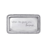 Mariposa Beaded Statement Tray with “When Life Gives You Lemons” engraved, handcrafted aluminum serving tray from Be Charmed.