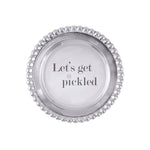 Mariposa Beaded Wine Coaster – “Let’s Get Pickled,” handcrafted aluminum coaster perfect for wine bottles. Available at Be Charmed.