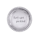 Mariposa Beaded Wine Coaster – “Let’s Get Pickled,” handcrafted aluminum coaster perfect for wine bottles. Available at Be Charmed.