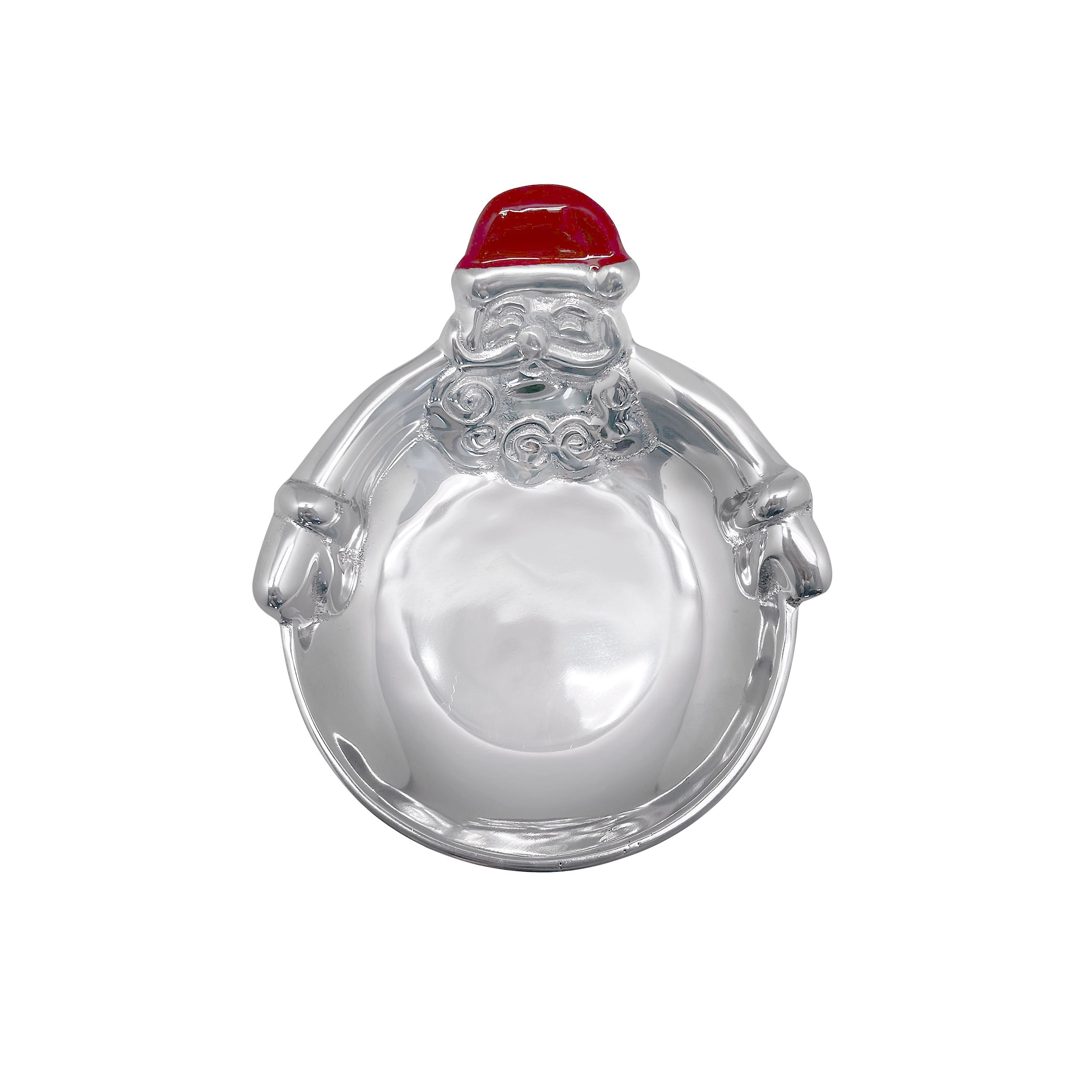 Mariposa Candy Dish Hugging Santa – cheerful holiday serveware for candy, nuts, or décor. Perfect Christmas gift. Available at Be Charmed