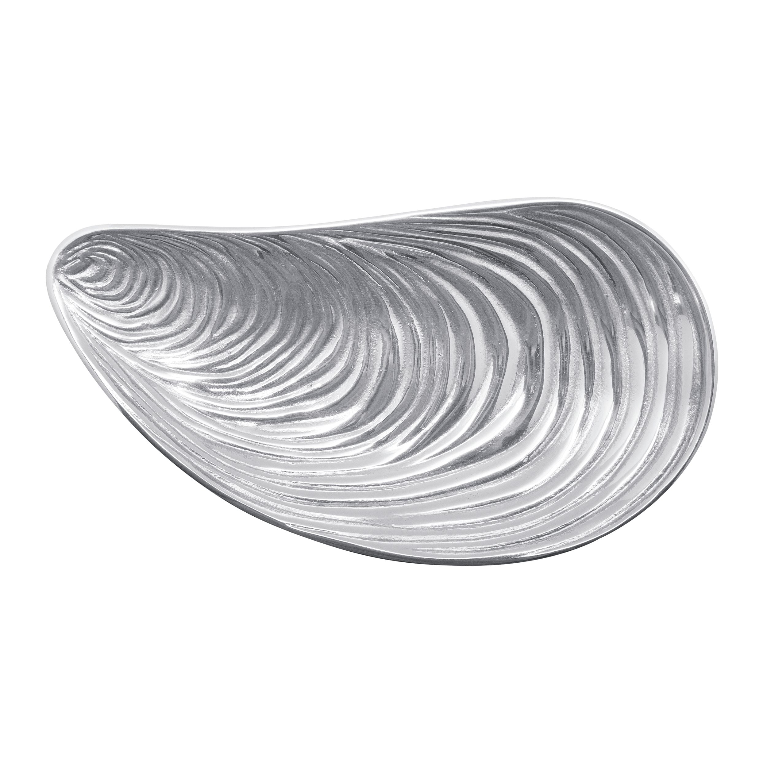 Metal dish with wavy design on a white background. Available at Be Charmed