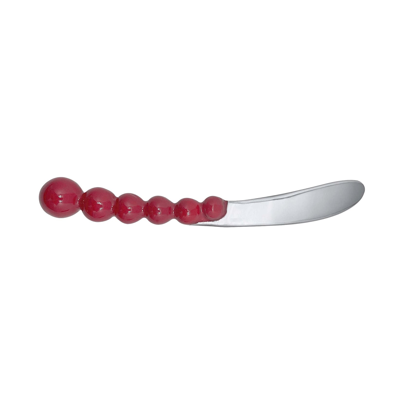 Mariposa Pearled Spreader – Red, elegant butter and cheese spreader with pearled handle. Available at Be Charmed.