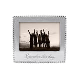 Mariposa Beaded 5x7 Frame with “Remember This Day” engraving, handcrafted recycled aluminum frame available at Be Charmed.