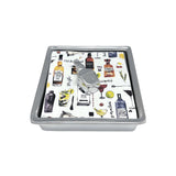 Mariposa Signature Napkin Box featuring a Bourbon topper, handcrafted from recycled aluminum with detailed beaded edges — perfect for cocktail napkins, dining décor, or gifting. Available at Be Charmed.