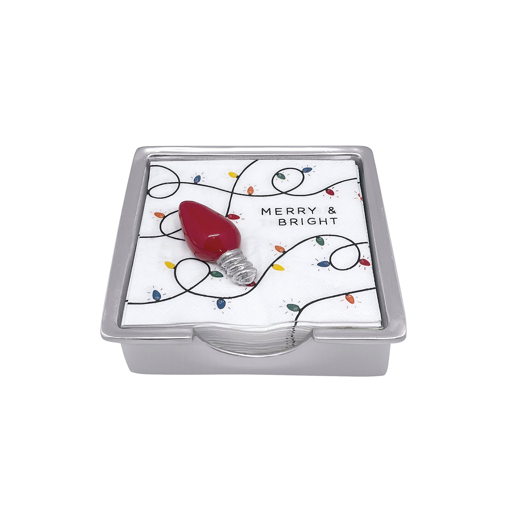 Mariposa Signature Napkin Box Set Red Bulb – holiday napkin holder with festive ornament design, perfect for entertaining or gifting. Available at Be Charmed