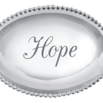 Silver oval dish with 'Hope' engraved on a white background. Available at Be Charmed