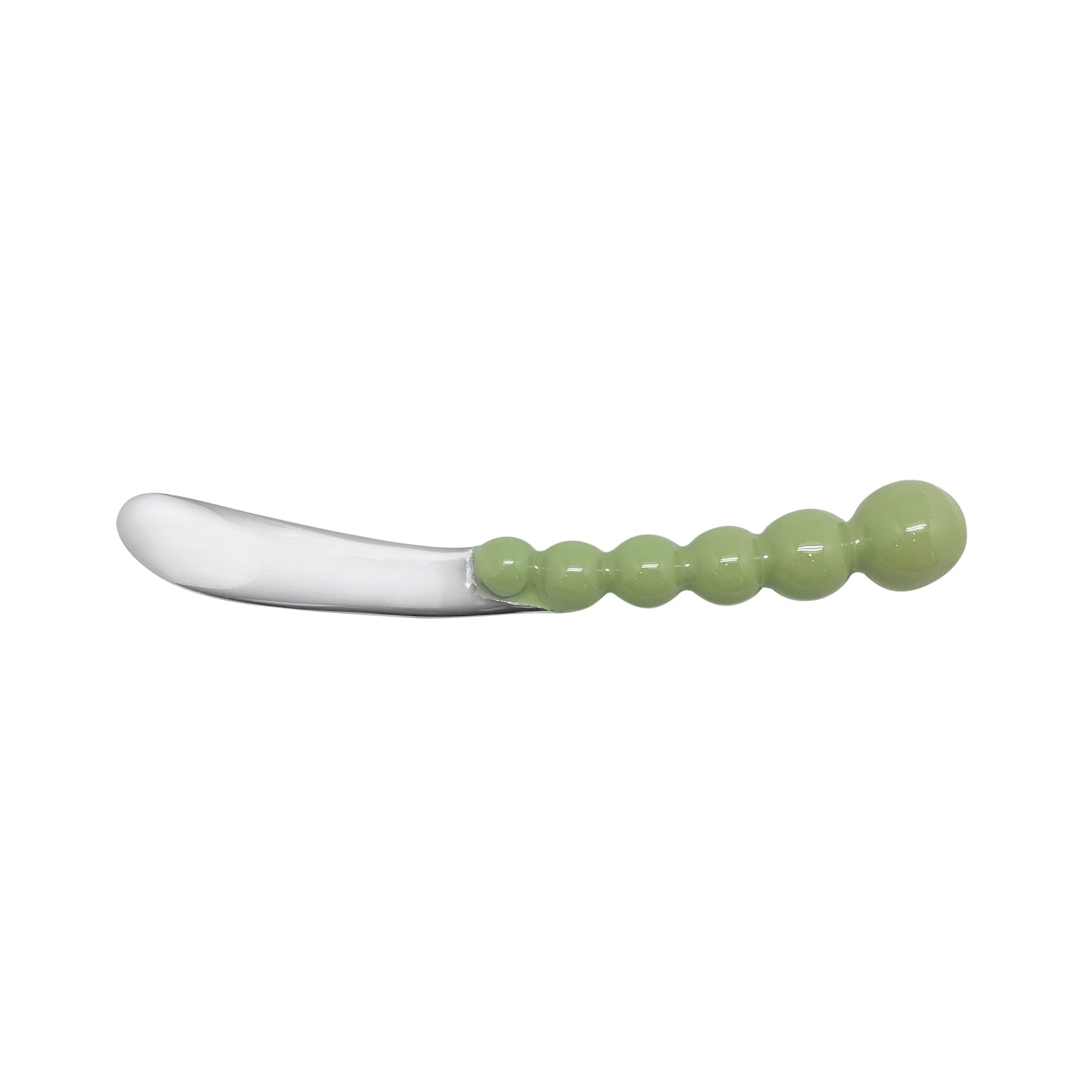 White speaderwith green bead handle on a white background. Available at Be Charmed