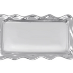 Silver decorative tray on a white background. Available at Be Charmed