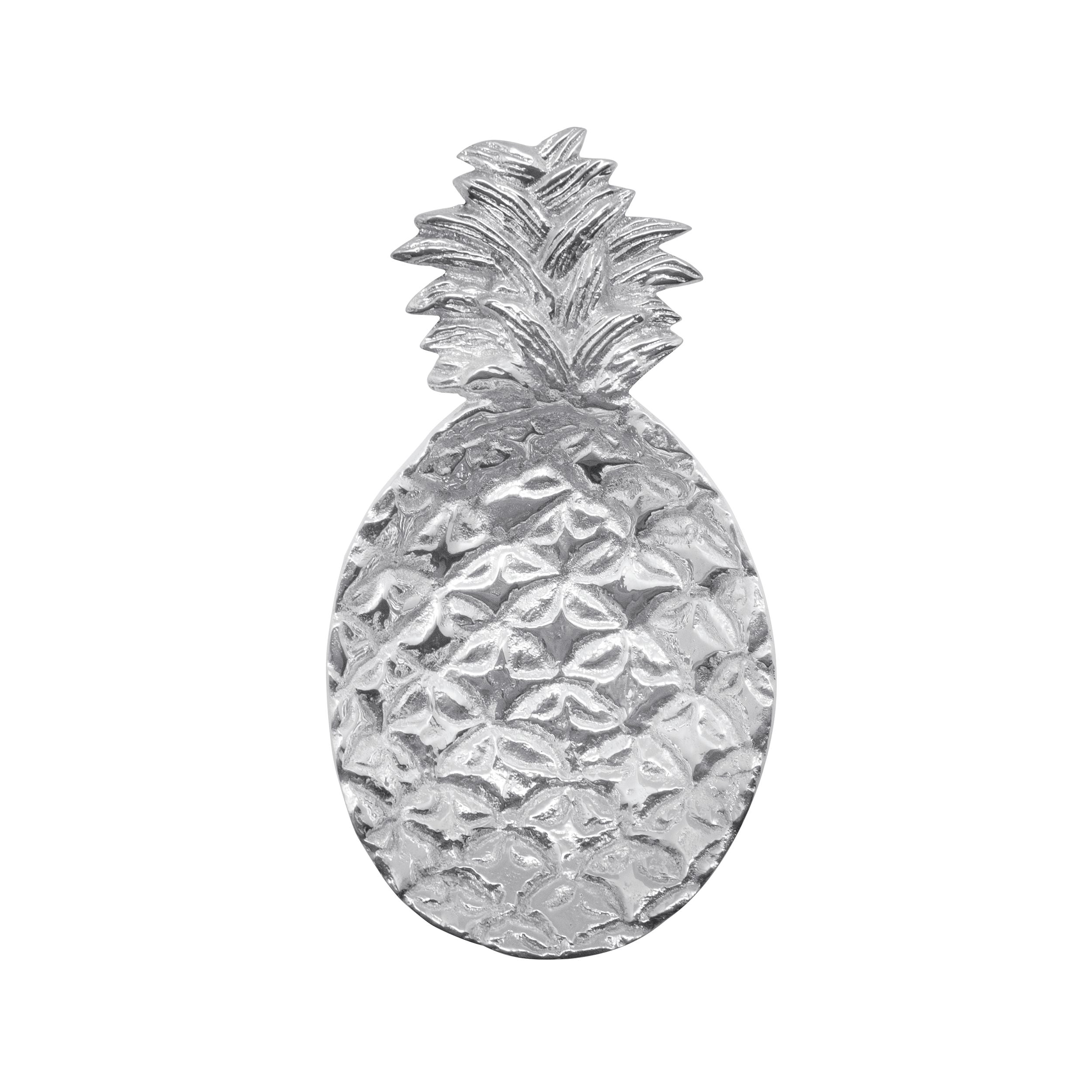 Clear glass pineapple-shaped sauce dish on a white background. Available at Be Charmed