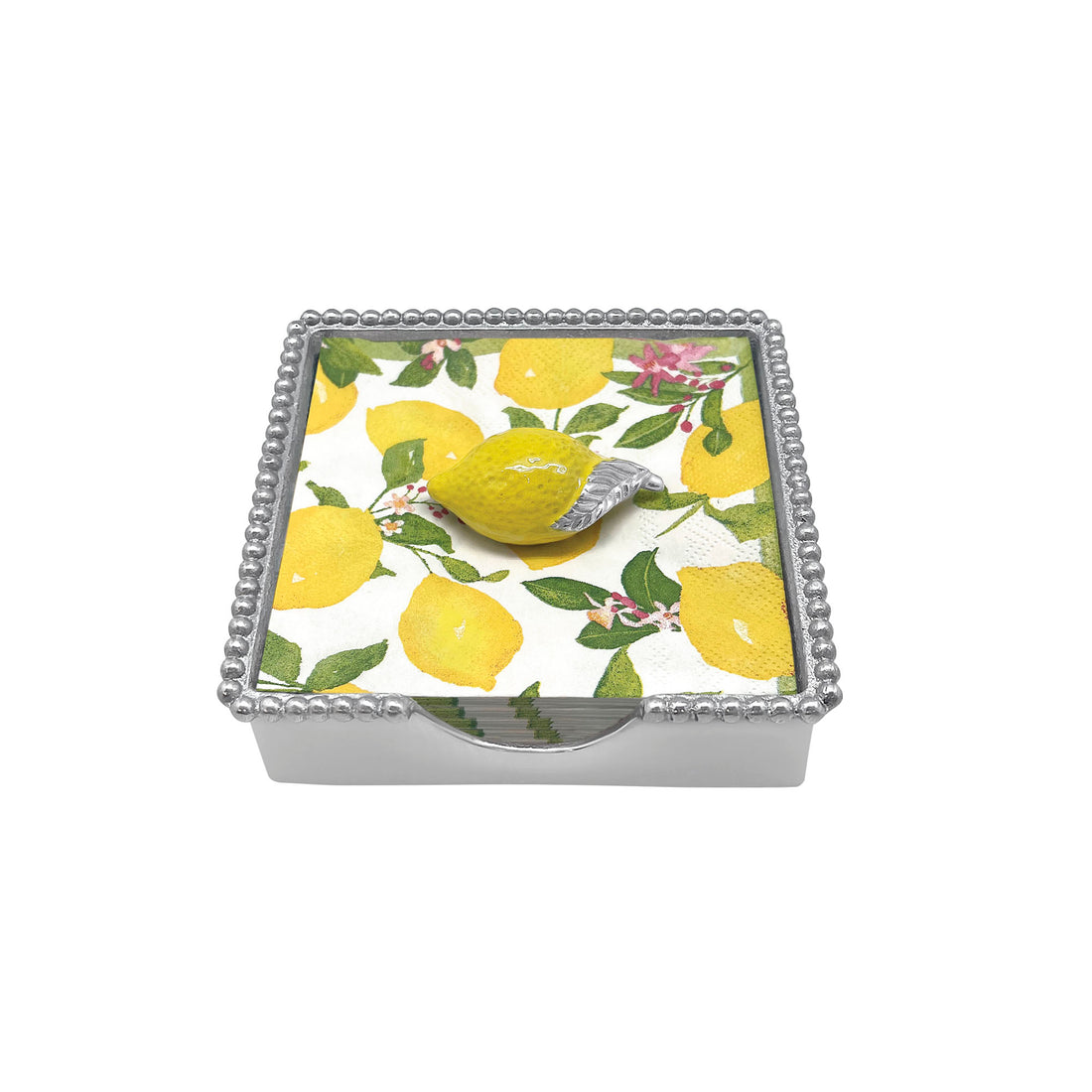 Mariposa Yellow Lemon Beaded Napkin Box