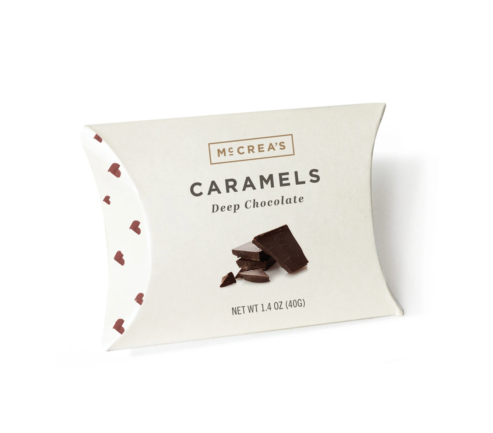 McCrea’s Candies Deep Chocolate Caramel 1.4 oz pillow box gourmet candy – Available at Be Charmed