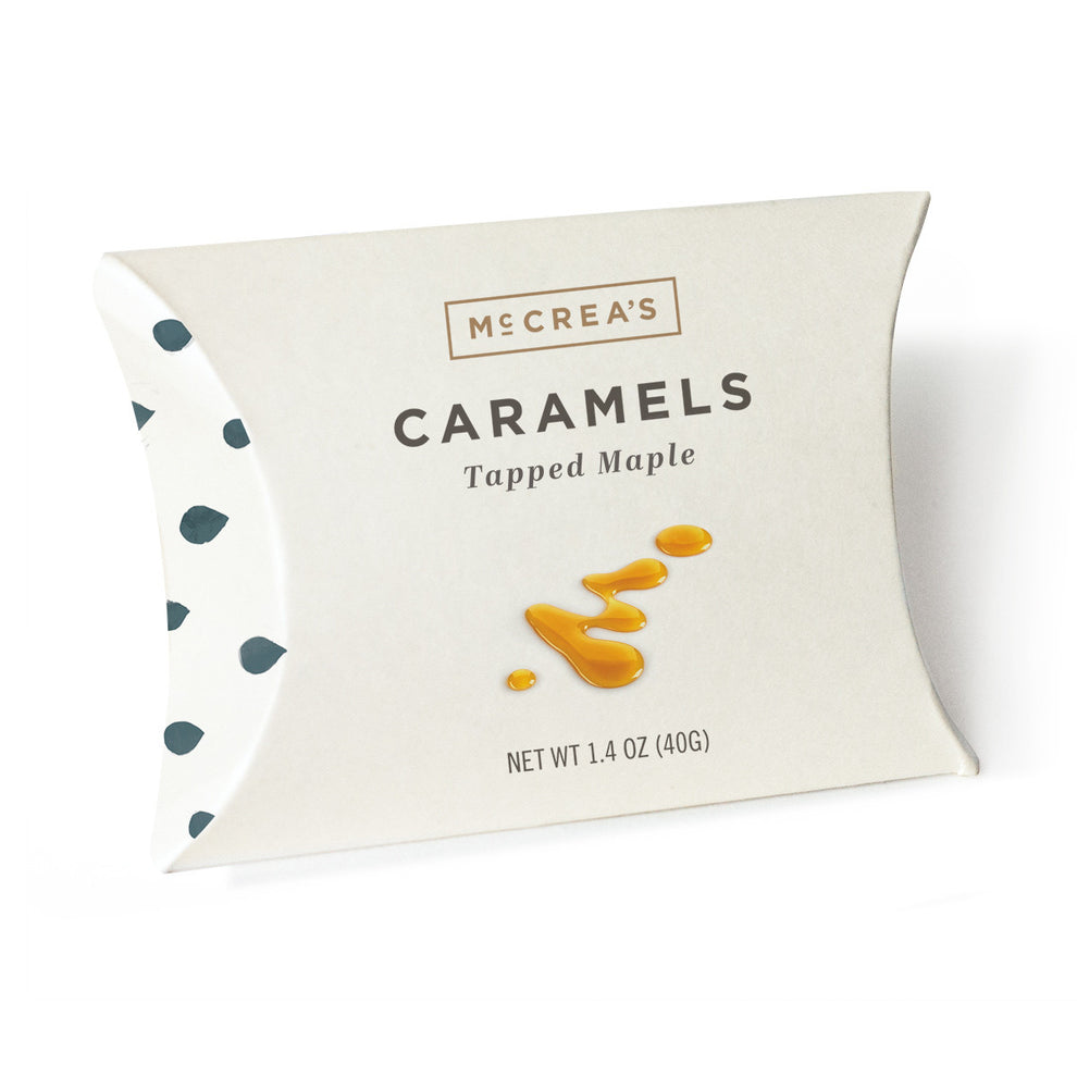 McCrea's Caramels packaging on a white background. Available at Be Charmed